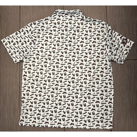 Barstool Sports Men's 3XL Whiskey & Cigars Printed Polo Golf Shirt Light Blue - Picture 5 of 5